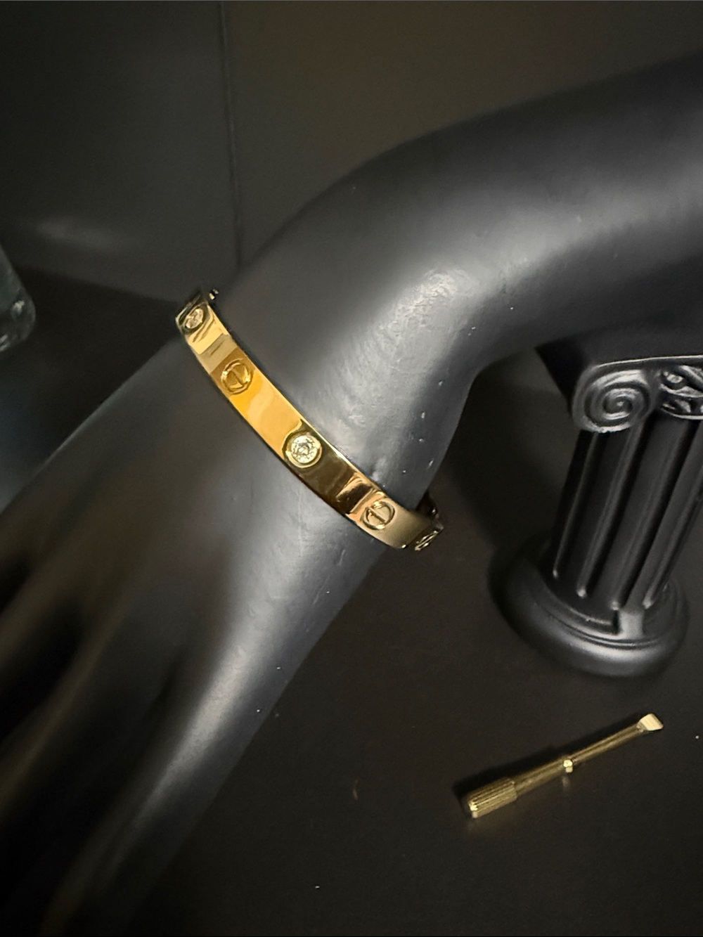 Gold Bangle Bracelet w/ Stones - Picture 2 of 4